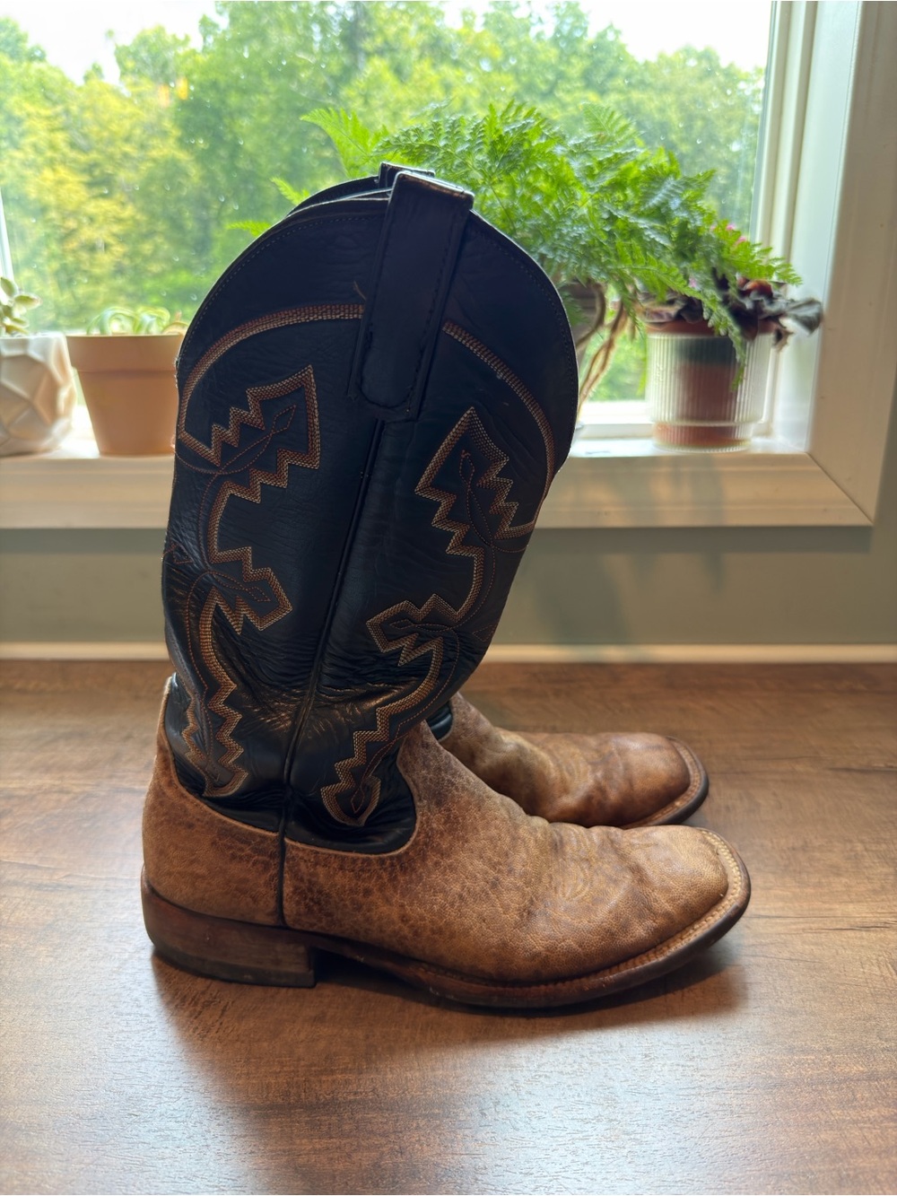 Anderson Bean Boot Company Men’s 9B Western Cowboy Boots Brown/Black- No Insole